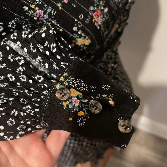 Free People - Wonderland Printed A-Line Mini Dress - Size XS - Black Floral - Picture 6 of 8